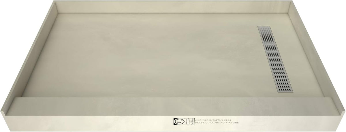 Shower Pan Kit with Flashing, Right Drain, Single Curb Shower Base, 60" Width x 42" Depth S917