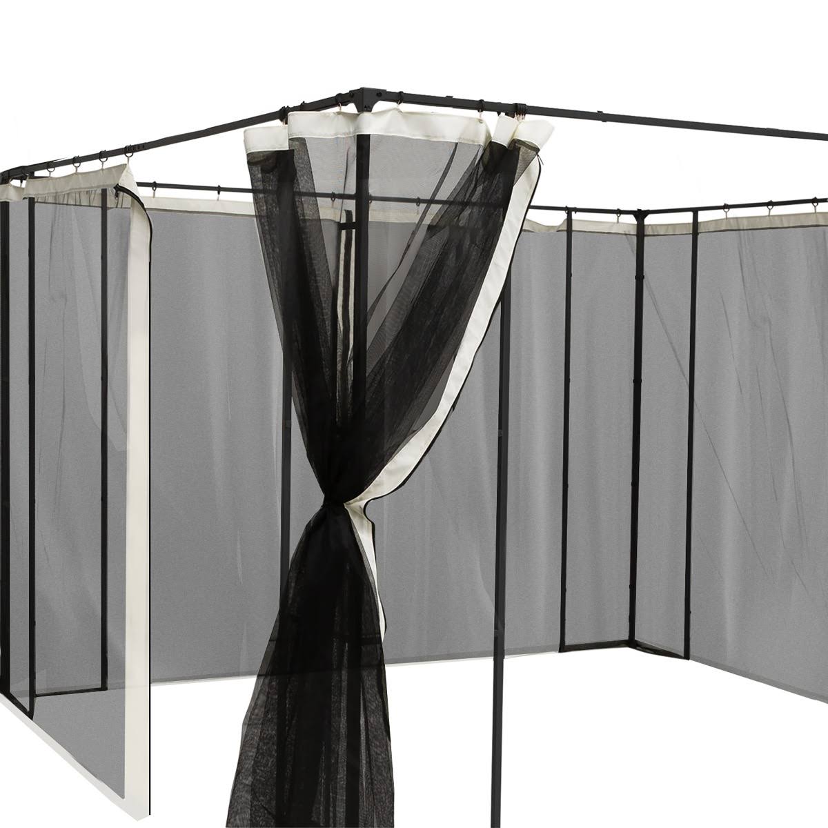4-Panel Mesh Mosquito Netting Sidewalls with Zippers for Patio Gazebo R70534