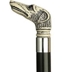 Whippet Dog Head Cane Black Shaft J6936
