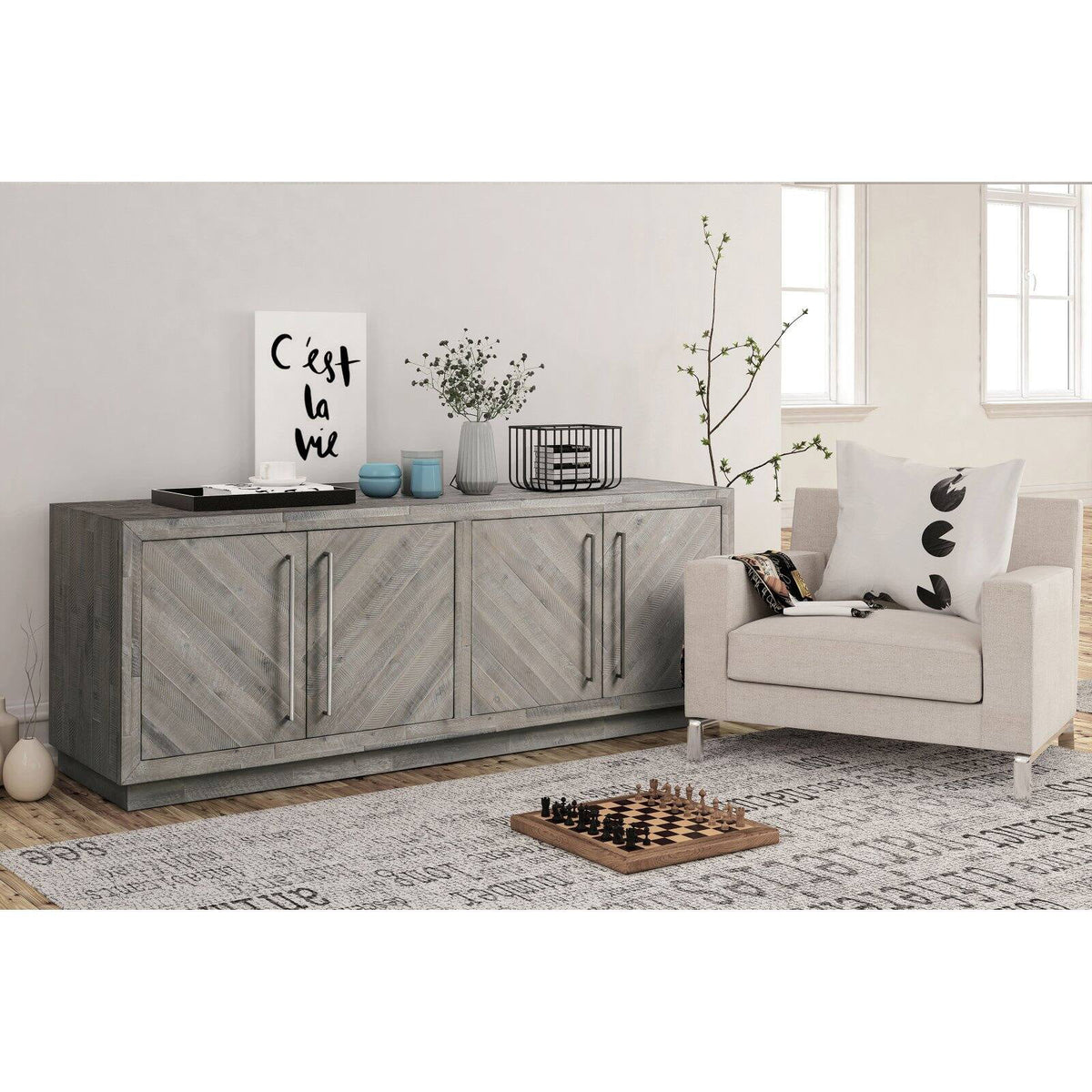 74" Solid Wood TV Stand S16833