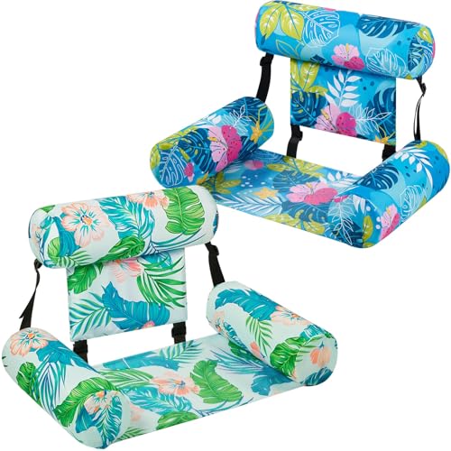 Inflatable Pool Chair Float 2 Pack Adjustable Floating Lounge Chairs O91546