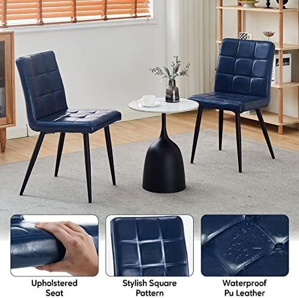 Faux Leather Dining Chairs Set of 4 with Metal Legs U242