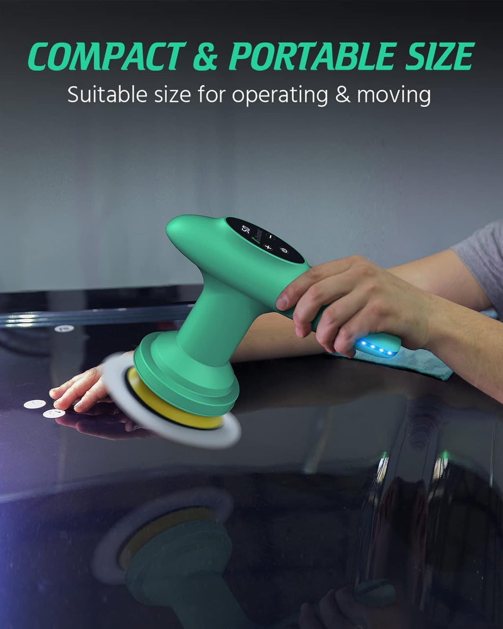 Cordless Car Polisher, 4inch 2500-6000 RPM Orbital Polisher with 8 Pads W52986