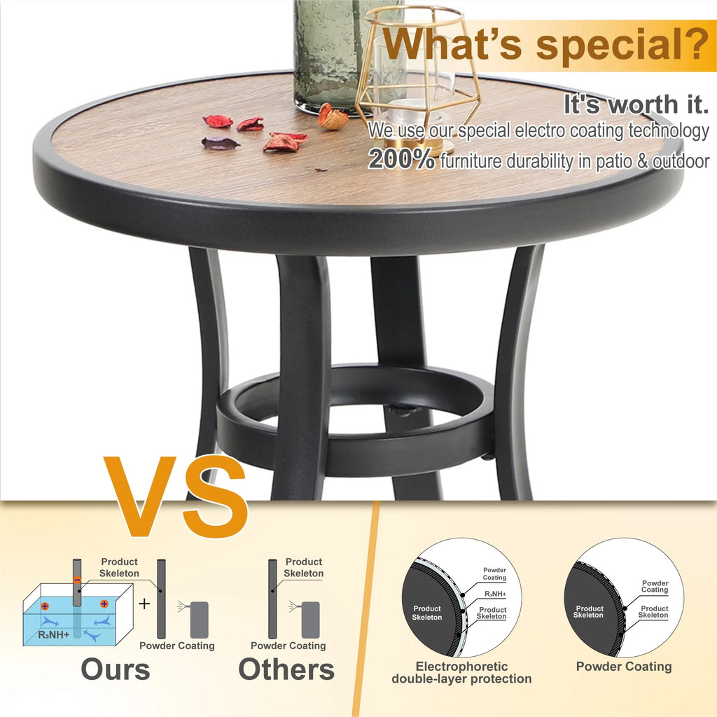 Black Round Metal Outdoor Side Table N25296