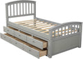 Gray Solid Wood Twin Size Platform Storage Bed with 6 Drawers G741