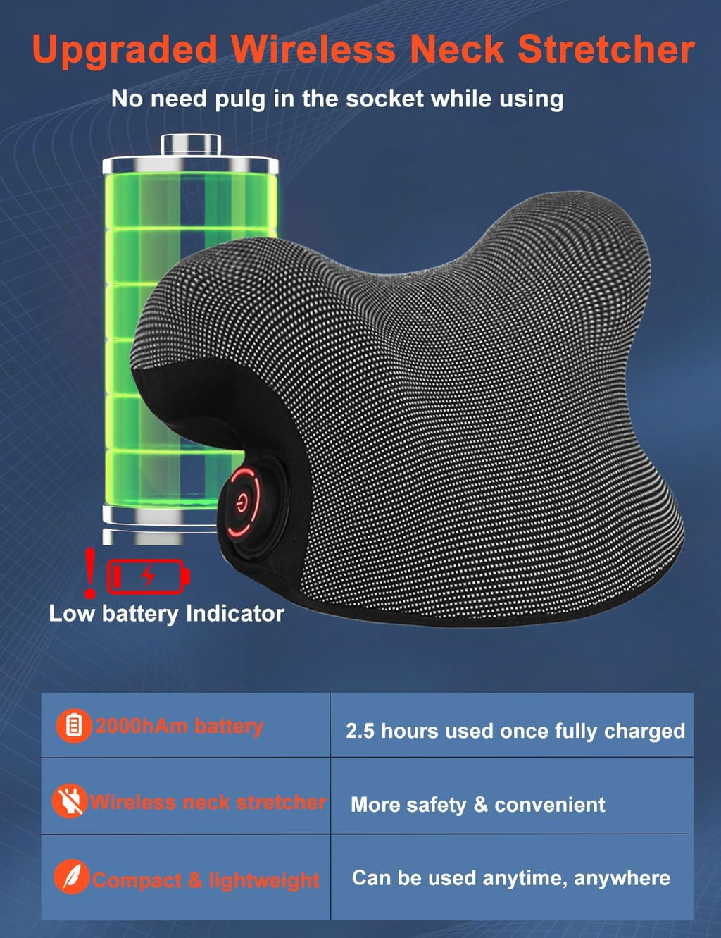 Wireless Cordless Neck Cervical Traction Device with Graphene Heating Pad B6691