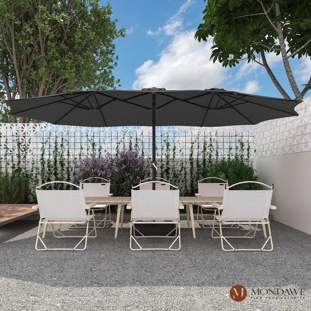 15ft Double-Sided Rectangle Patio Umbrella with Base F683