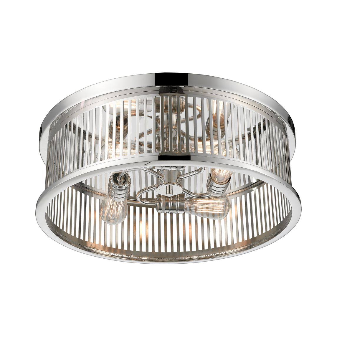 4 Light Flush Mount, Polished Nickel X3577