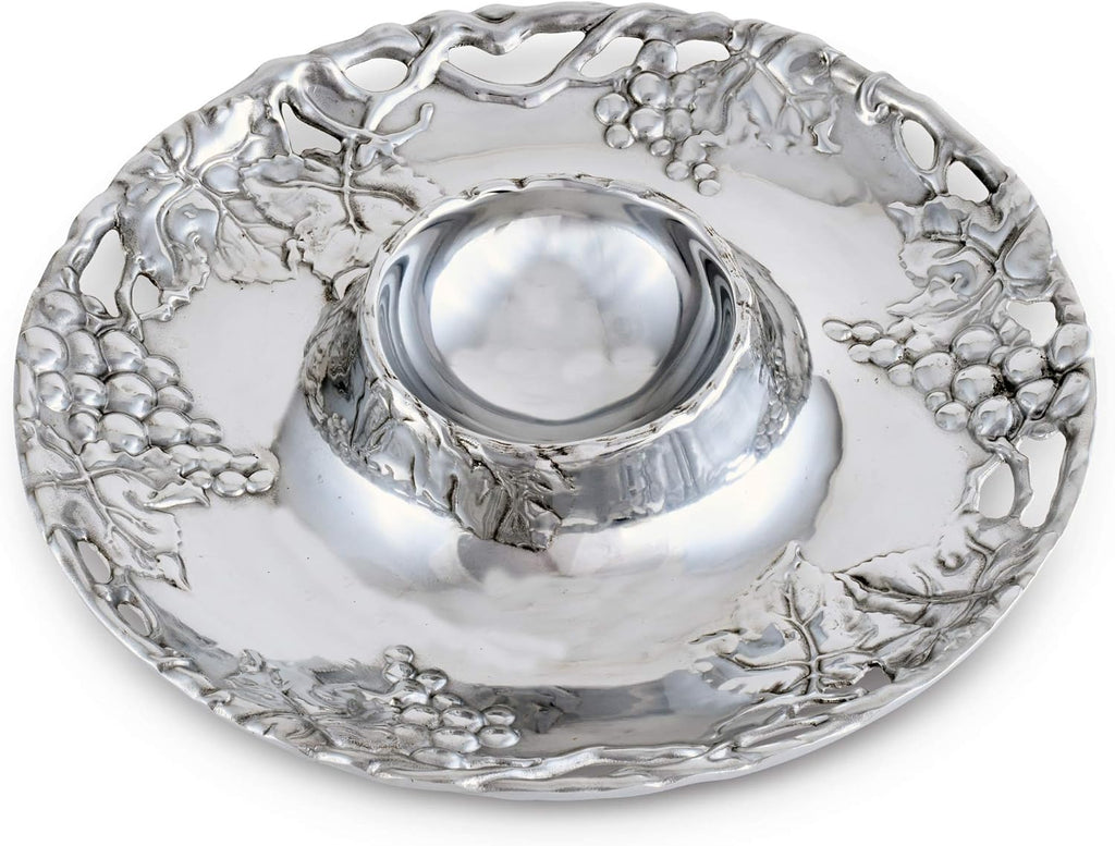 Metal Grape Chip and Dip Platter, 14 inch Diameter O16099