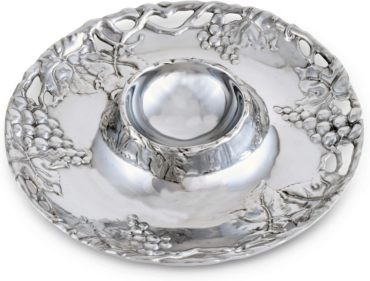 Metal Grape Chip and Dip Platter, 14 inch Diameter O16099