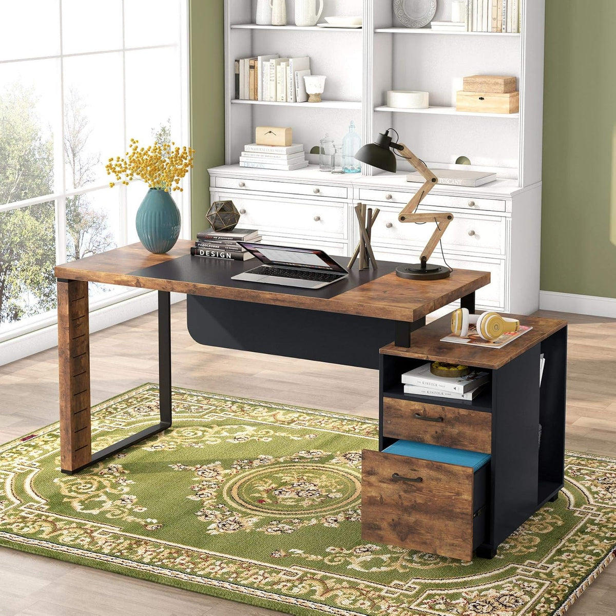 59 Inch Computer Desk with Drawers F643291