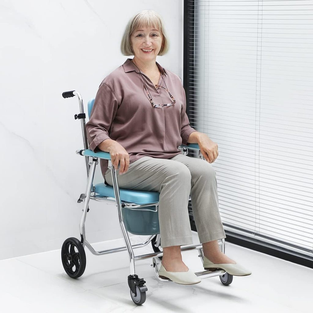 Stand Alone Toilet Safety Rail and Folding Shower Commode Wheelchair Heavy Duty Medical Toilet Safety Frame Adjustable Bathroom Toilet Handrails K92434