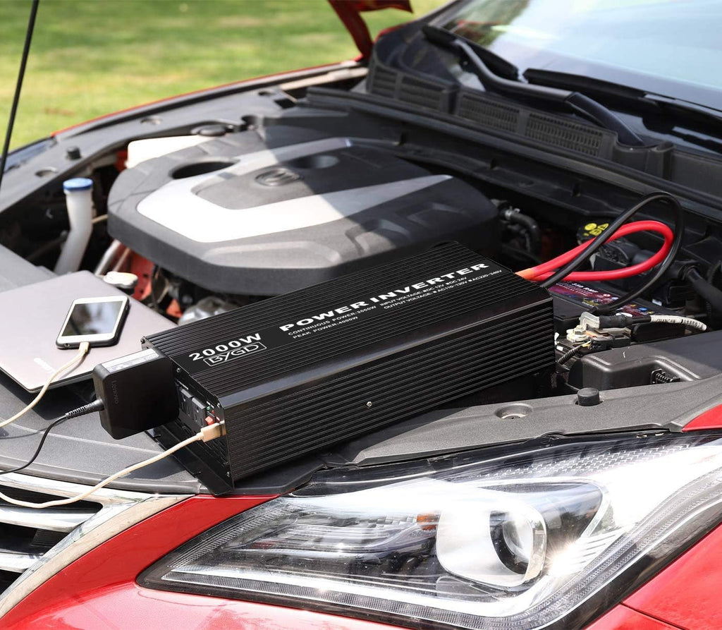 2000W Power Inverter 12V to 110V DC to AC Modified Sine Wave Inverter with 4 AC Outlets 2.1A USB Ports K35230