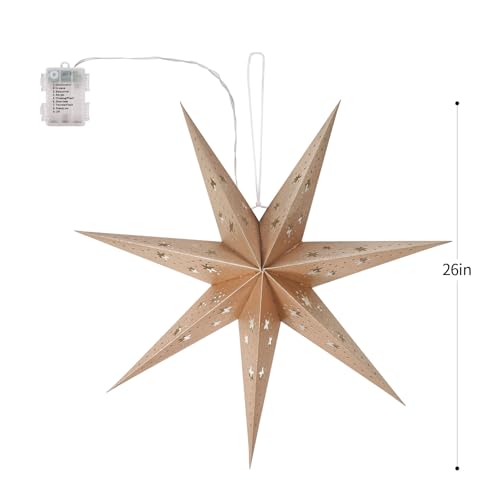 2 Pack 26.8 Inch Paper Star Lantern with Timer V511119