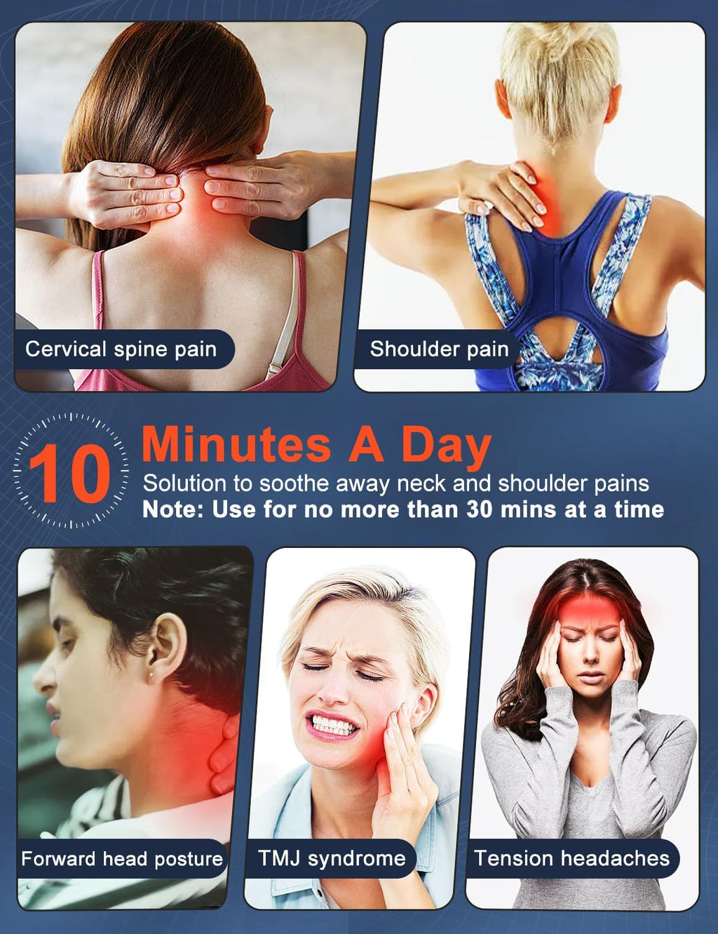 Wireless Cordless Neck Cervical Traction Device with Graphene Heating Pad B6691