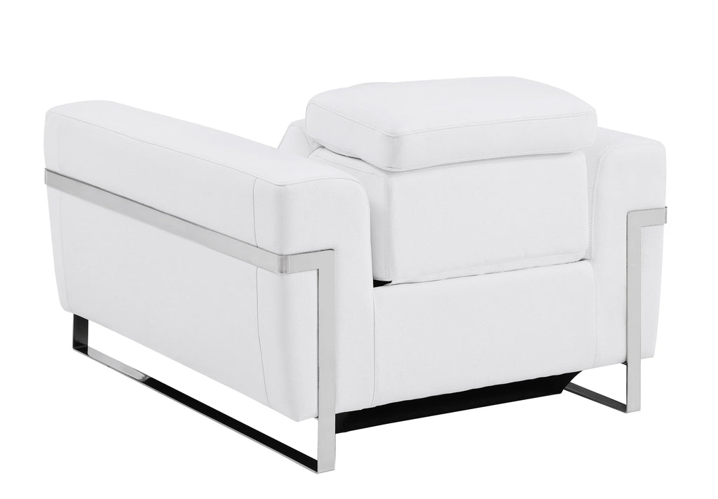 White Top Grain Italian Leather Power Recliner Chair V4897