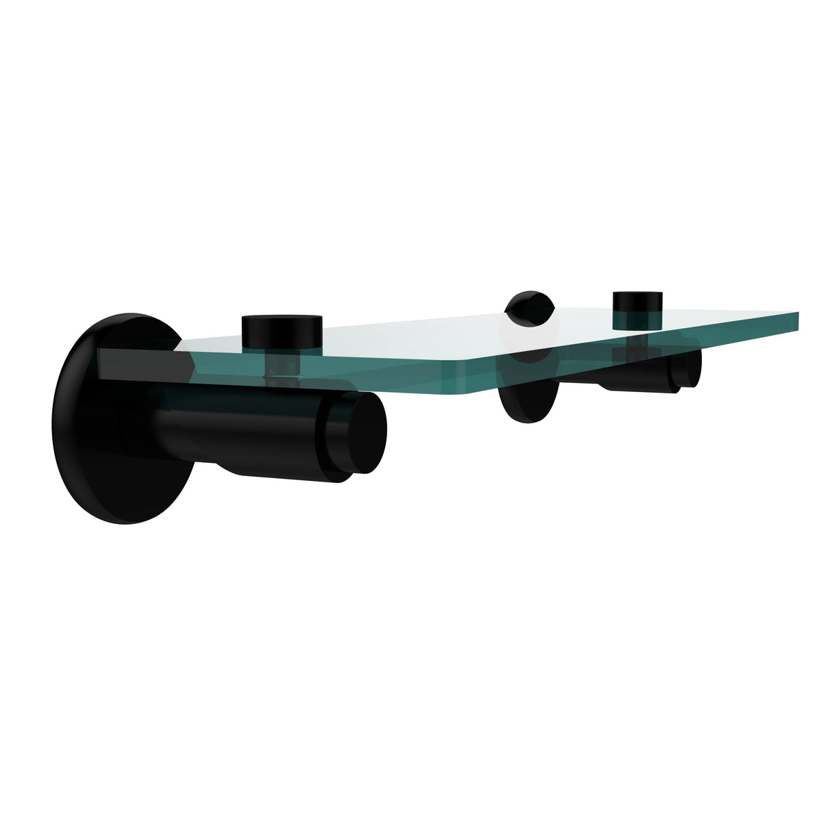 16 inch Glass Vanity Shelf Beveled Edges Matte Black Y813