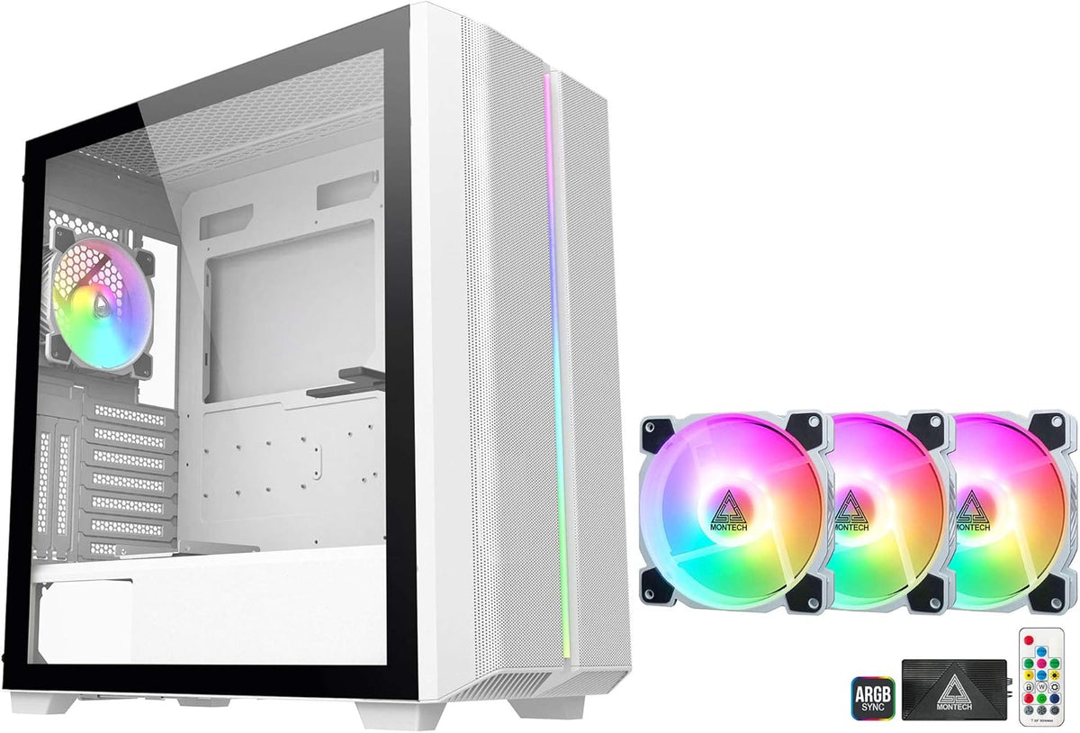 White ARGB Tempered Glass ATX Mid-Tower Gaming Case W7000