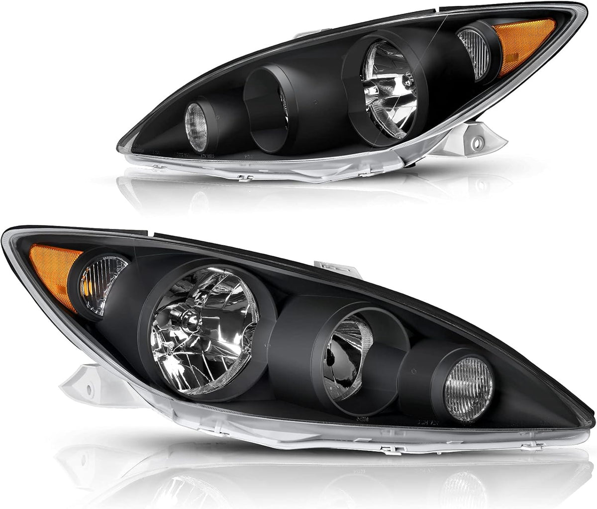 Headlight Assembly Chrome Housing Amber Reflector X50145