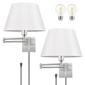 Beige Fabric Wall Sconces Set of Two with Dimmer Switch O887