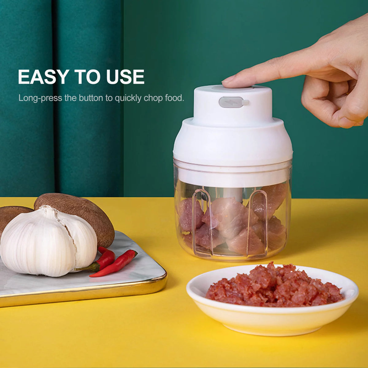 Electric Chopper Salad Mincer Cutter USB Wireless E39673
