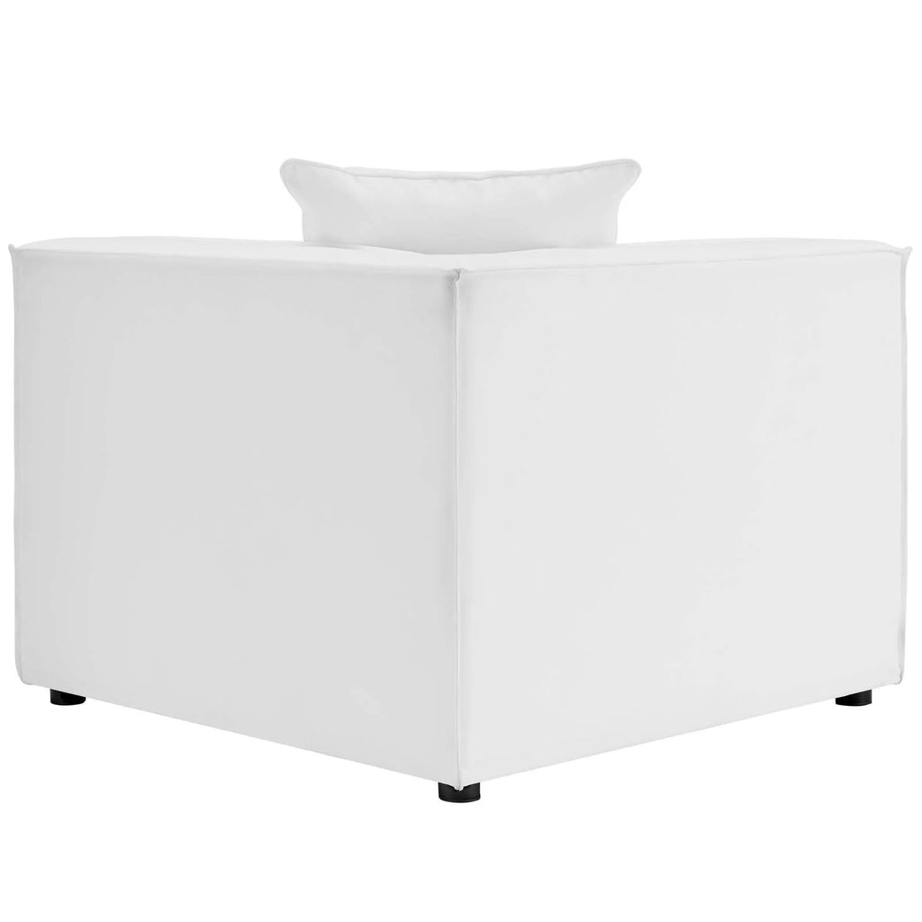 White Fabric Outdoor Loveseat Chaise Sofa I5592