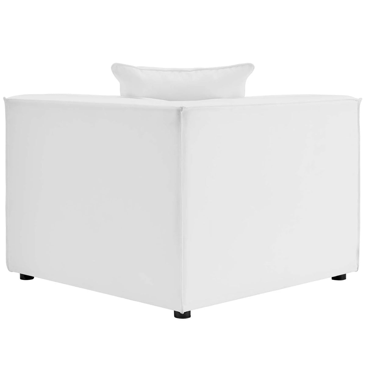 White Fabric Outdoor Loveseat Chaise Sofa I5592