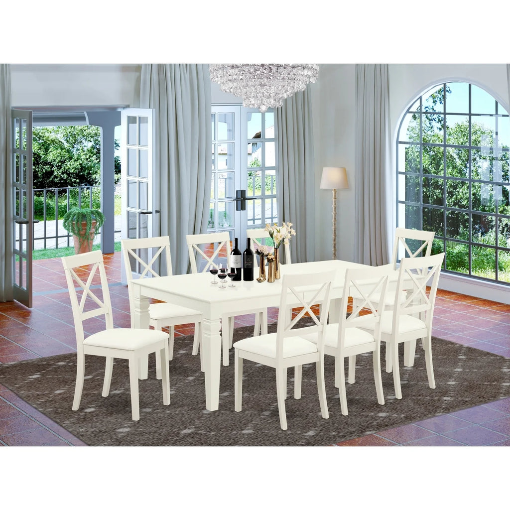 9 Pc Dining Set with Kitchen Table and 8 Faux Leather Seat Chairs T155