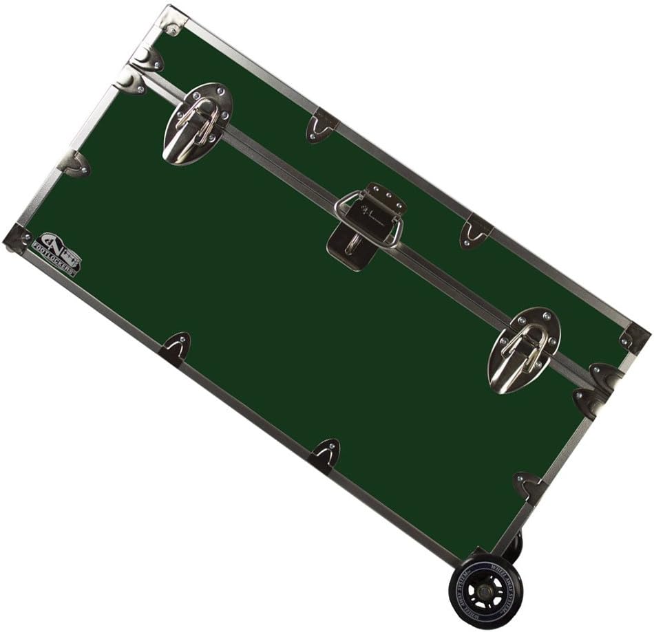 Lockable Trunk Footlocker with Wheels 32 x 18 x 16.5 Inches W81936