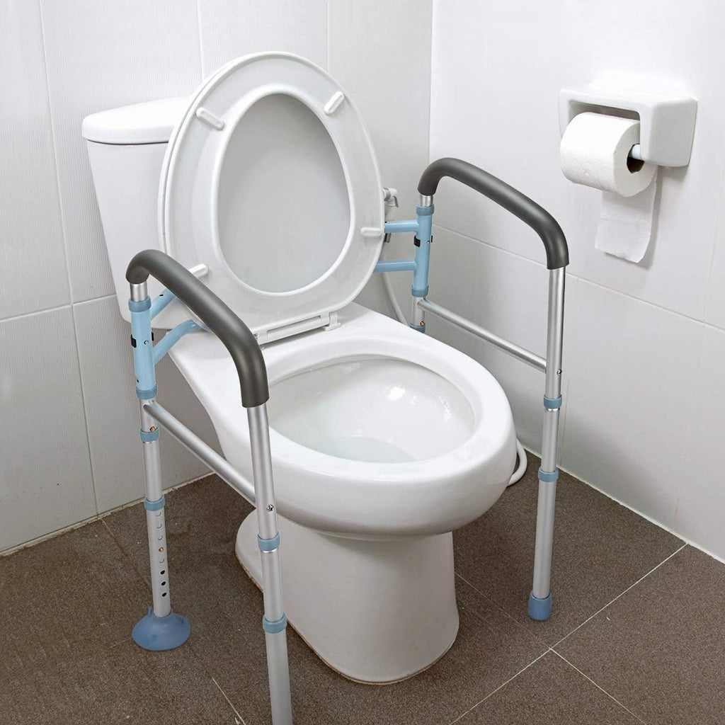 Stand Alone Toilet Safety Rail and Folding Shower Commode Wheelchair Heavy Duty Medical Toilet Safety Frame Adjustable Bathroom Toilet Handrails K92434