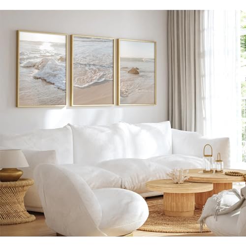 Beach Wall Art Canvas Prints Unframed 12x16 Inch Set of 3 D2170