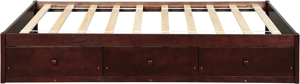 Cherry Wood Storage Bed with 3 Drawers V7362