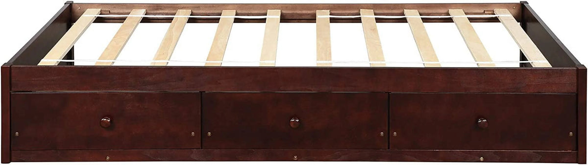 Cherry Wood Storage Bed with 3 Drawers V7362