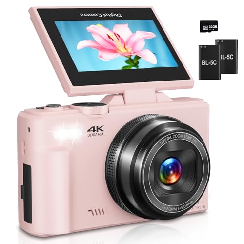 Black 4K Compact Digital Camera with 32GB TF Card B5192