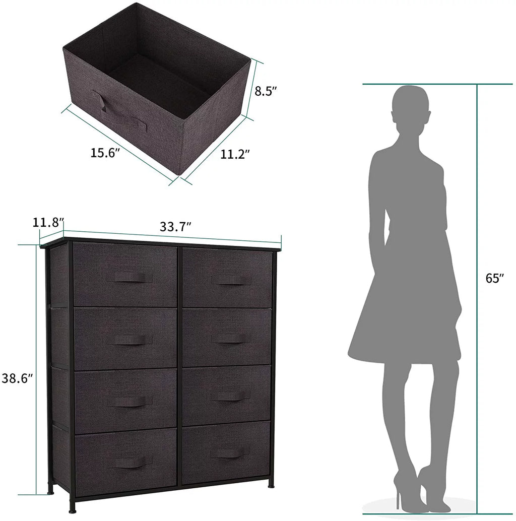 Light Gray 8 Drawer Vertical Dresser with Shelf T51114