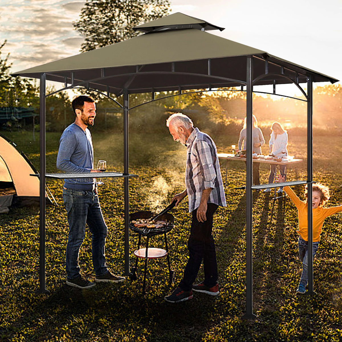5x8 Double Tiered Grill Gazebo Replacement Canopy Z567