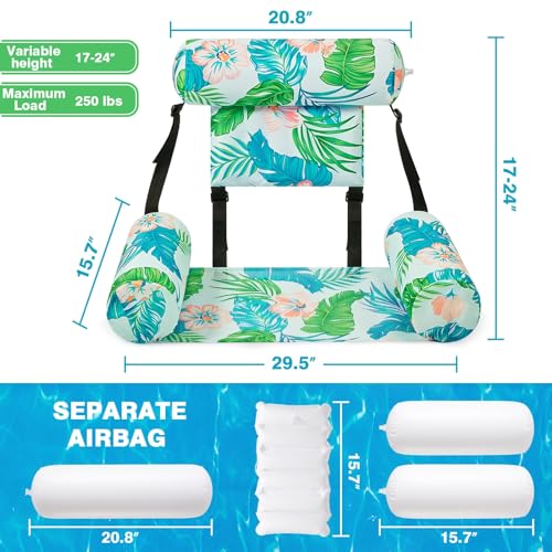 Inflatable Pool Chair Float 2 Pack Adjustable Floating Lounge Chairs O91546
