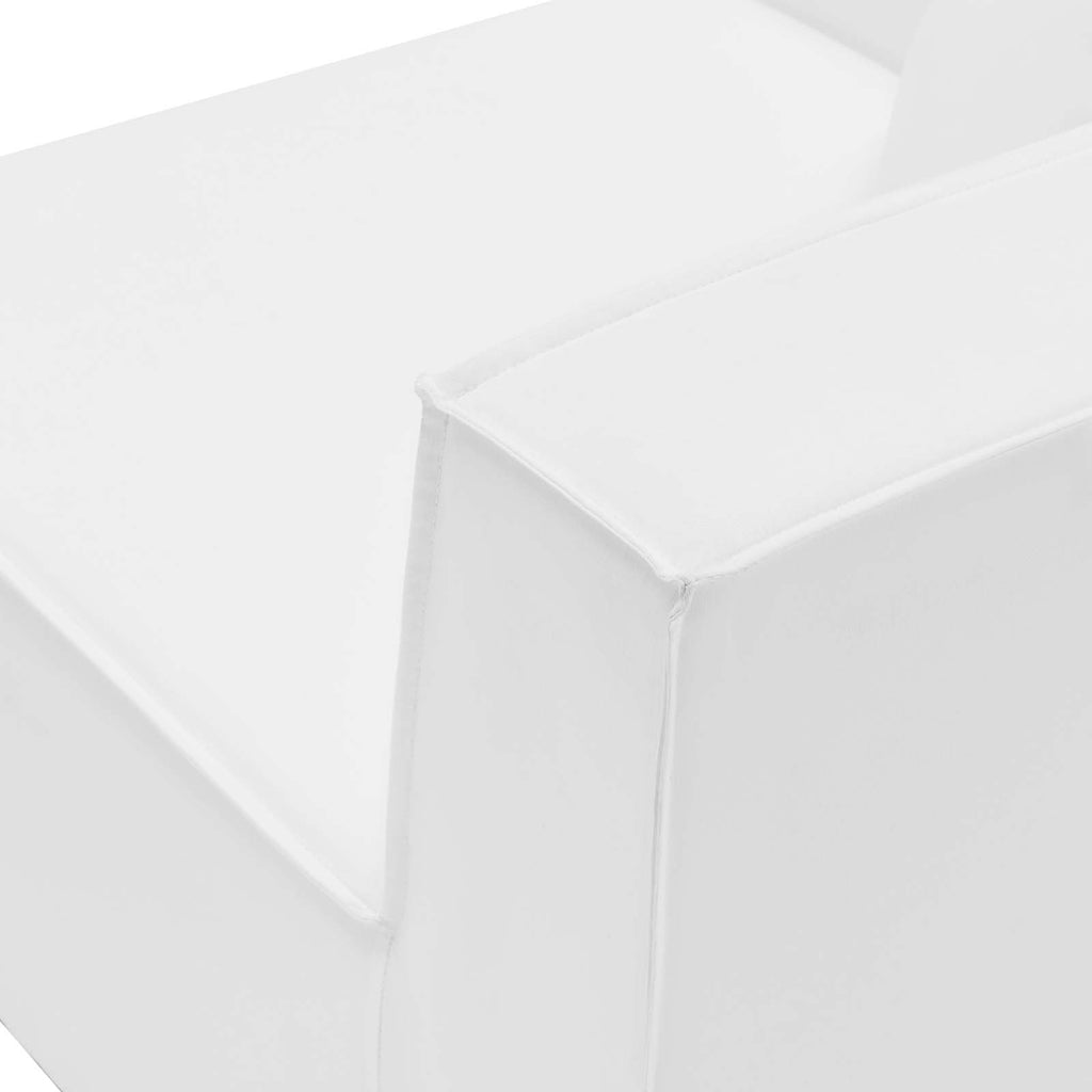White Fabric Outdoor Loveseat Chaise Sofa I5592