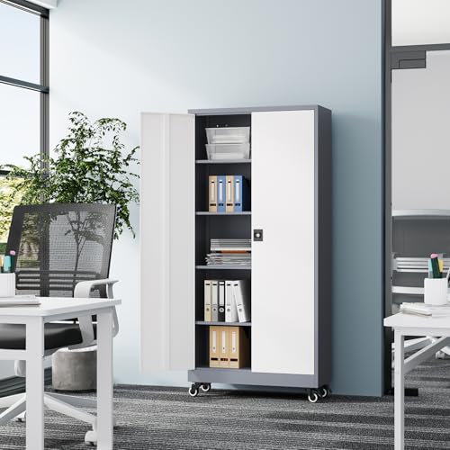 White Metal Rolling Storage Cabinet E6625