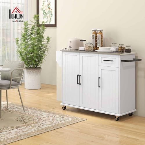 Black Rolling Kitchen Island with Storage T6195