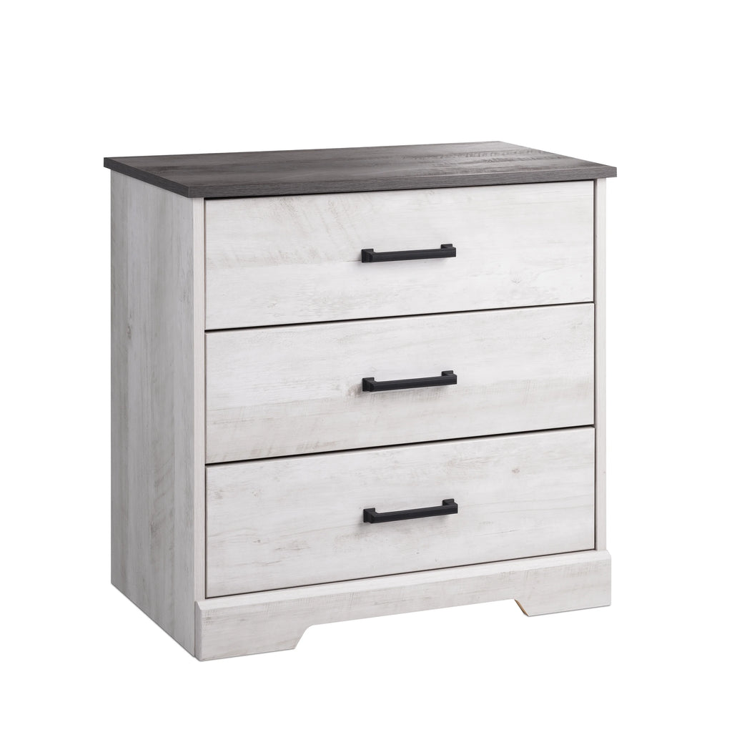 3 Drawer Washed White Wood Nightstand J6401
