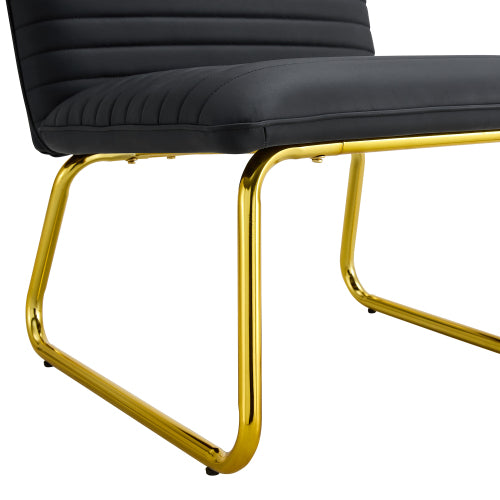 Black Armless Sofa Chair with PU Backrest and Golden Metal Legs G524791