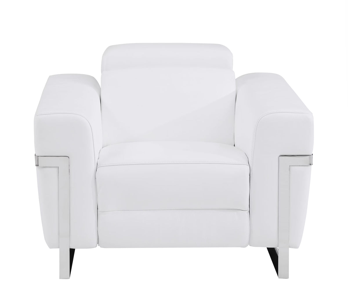 White Top Grain Italian Leather Power Recliner Chair V4897