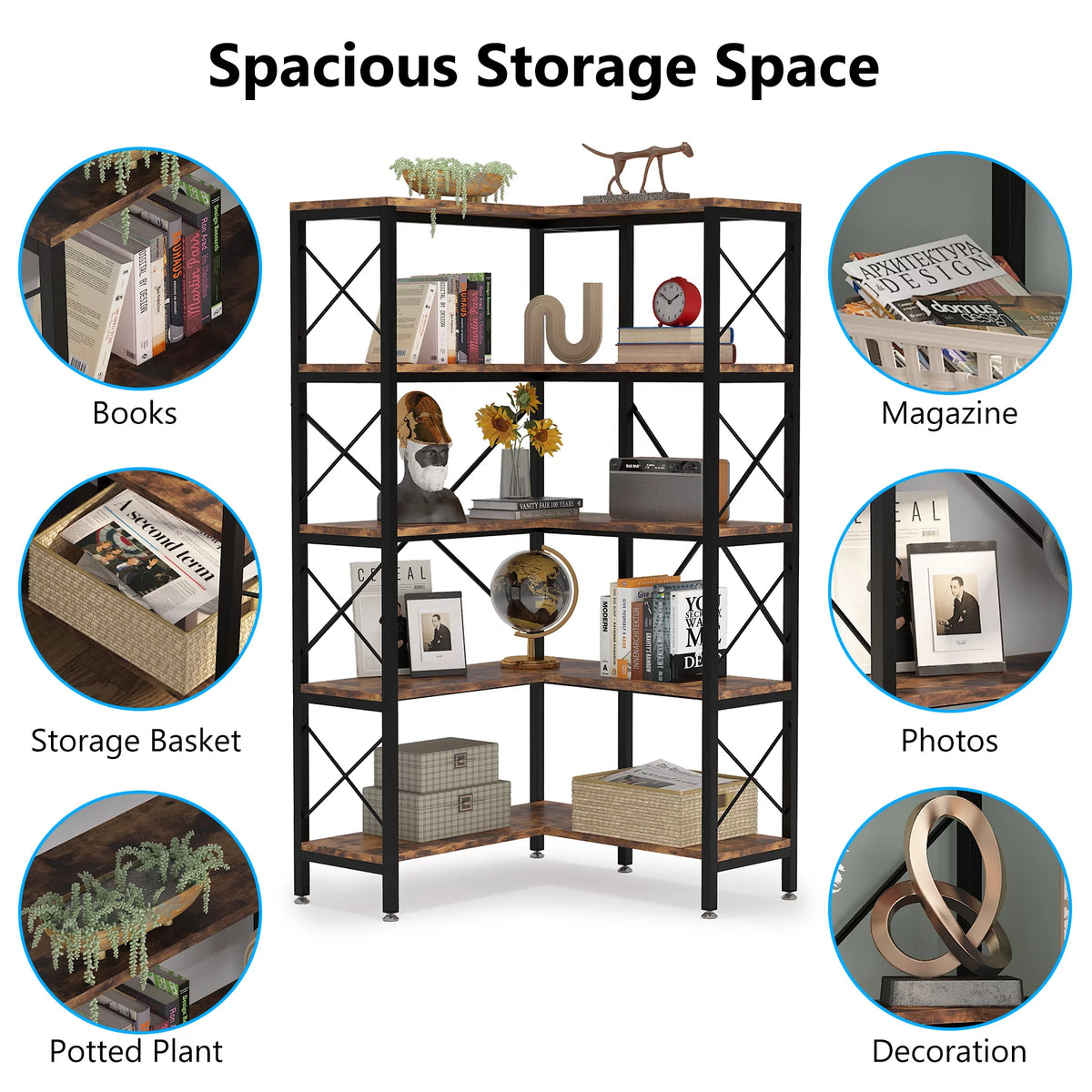 5-Tier Corner Bookshelf T25255