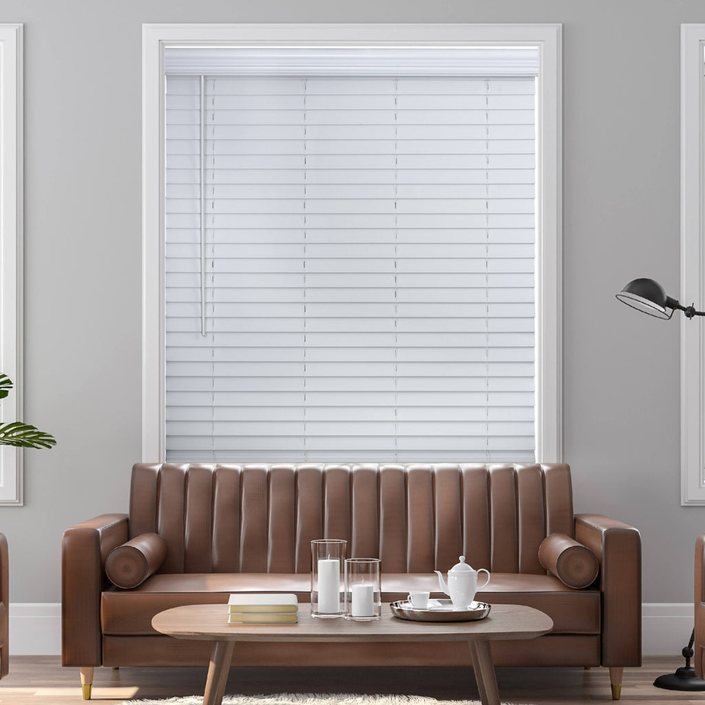 Cordless Faux Wood Blind White H4830