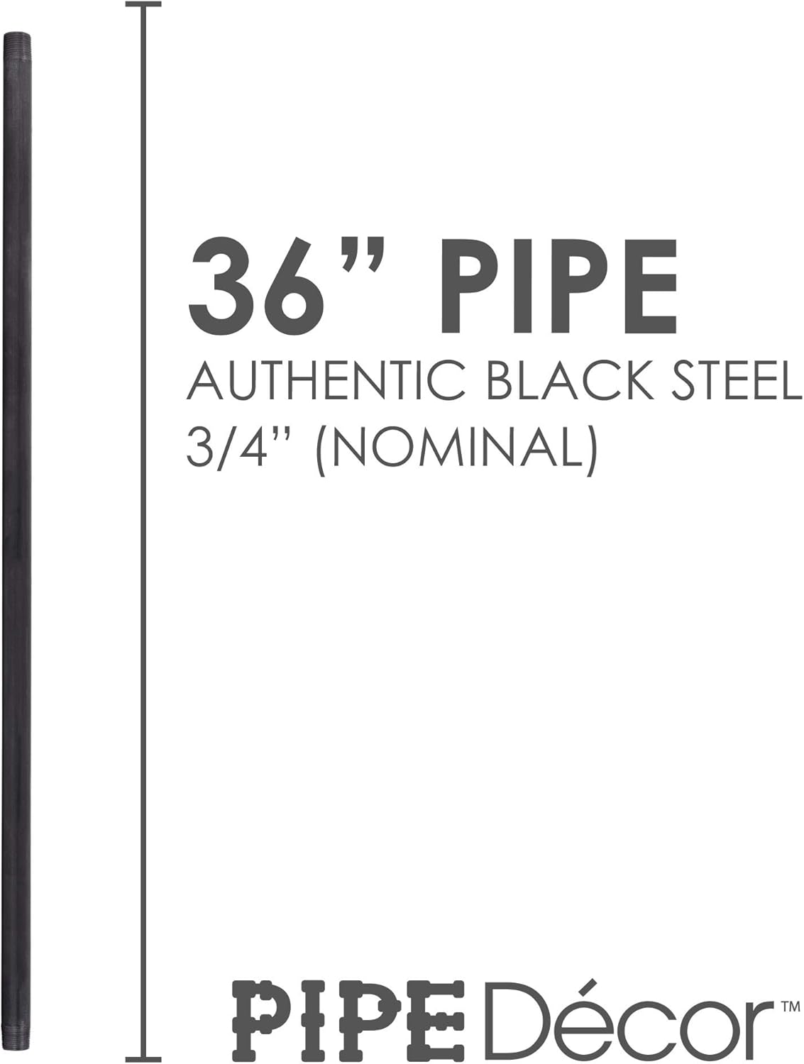3/4” x 36” Malleable Cast Iron Pipe Connector Steel Grey 4 Pack X860186