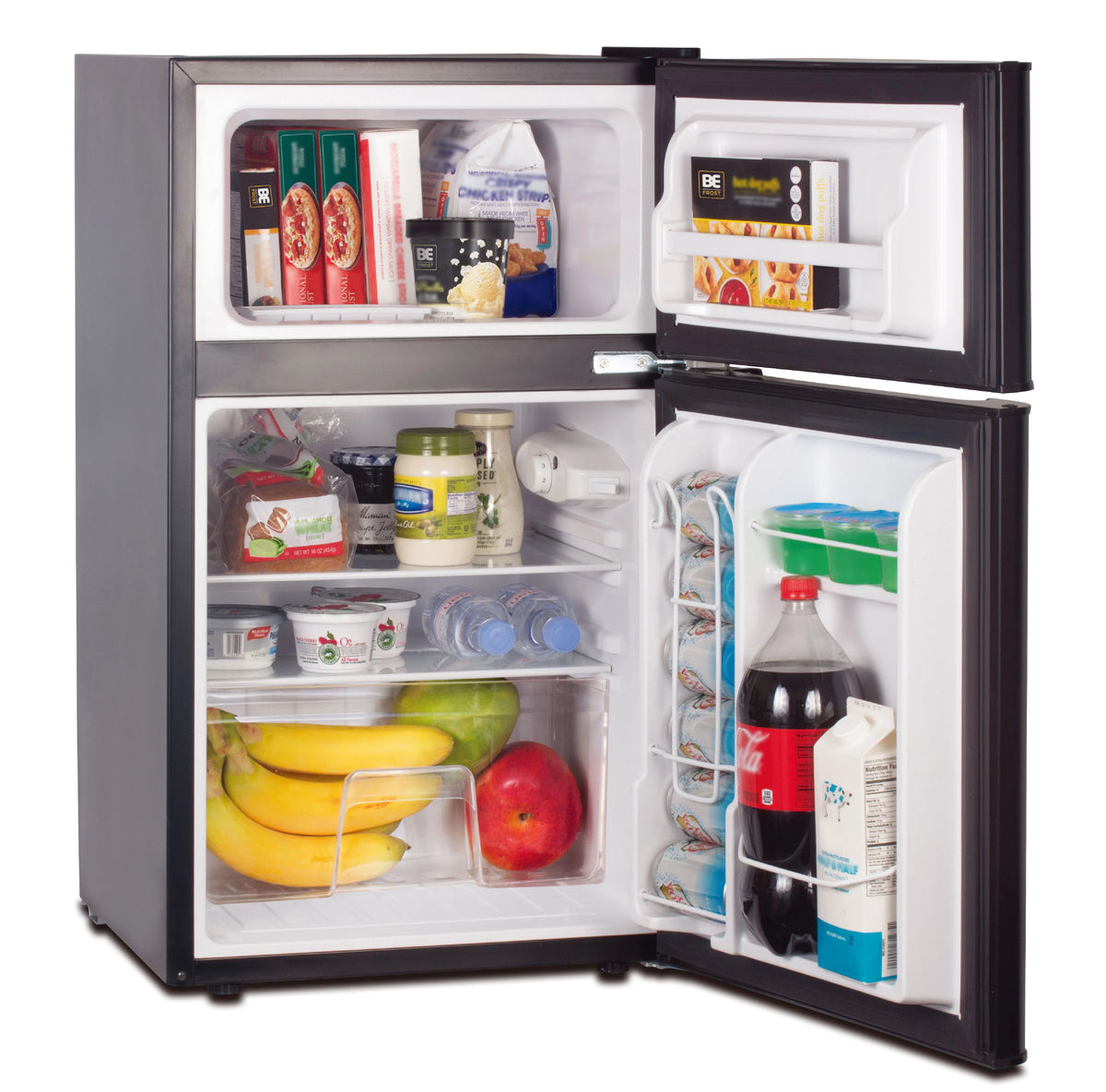3.2 Cu Ft Two Door Mini Fridge with Freezer, Black G225471