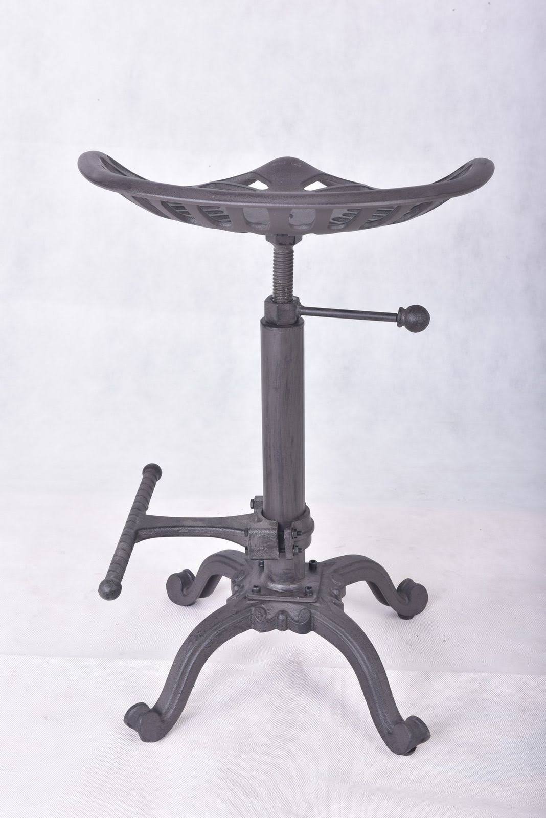 Rustic Industrial Farmhouse Tractor Seat Adjustable Bar Stool N679