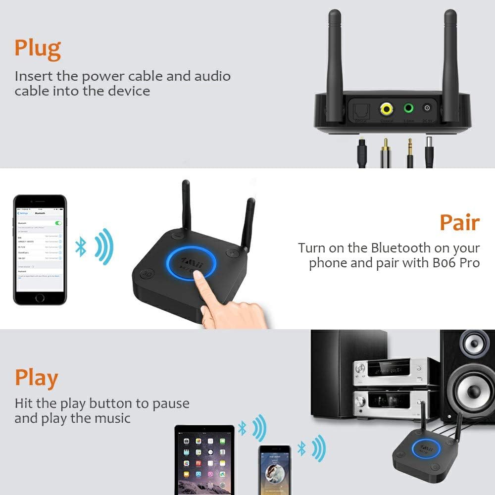 Bluetooth 5.0 Receiver with Optical RCA AUX 3.5mm Coaxial Pack of 2 I933