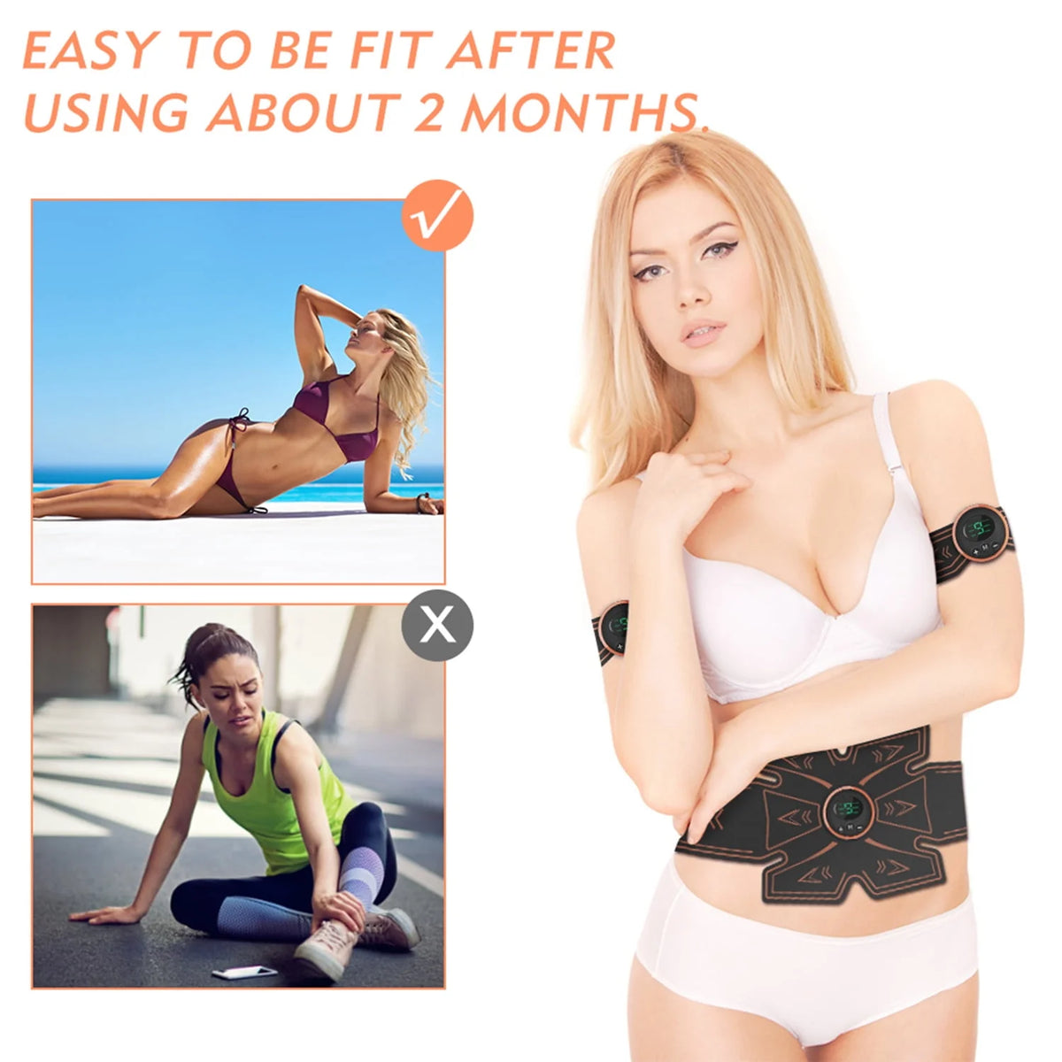 Rechargeable EMS Muscle Stimulator with 16 Gel Pads J55082